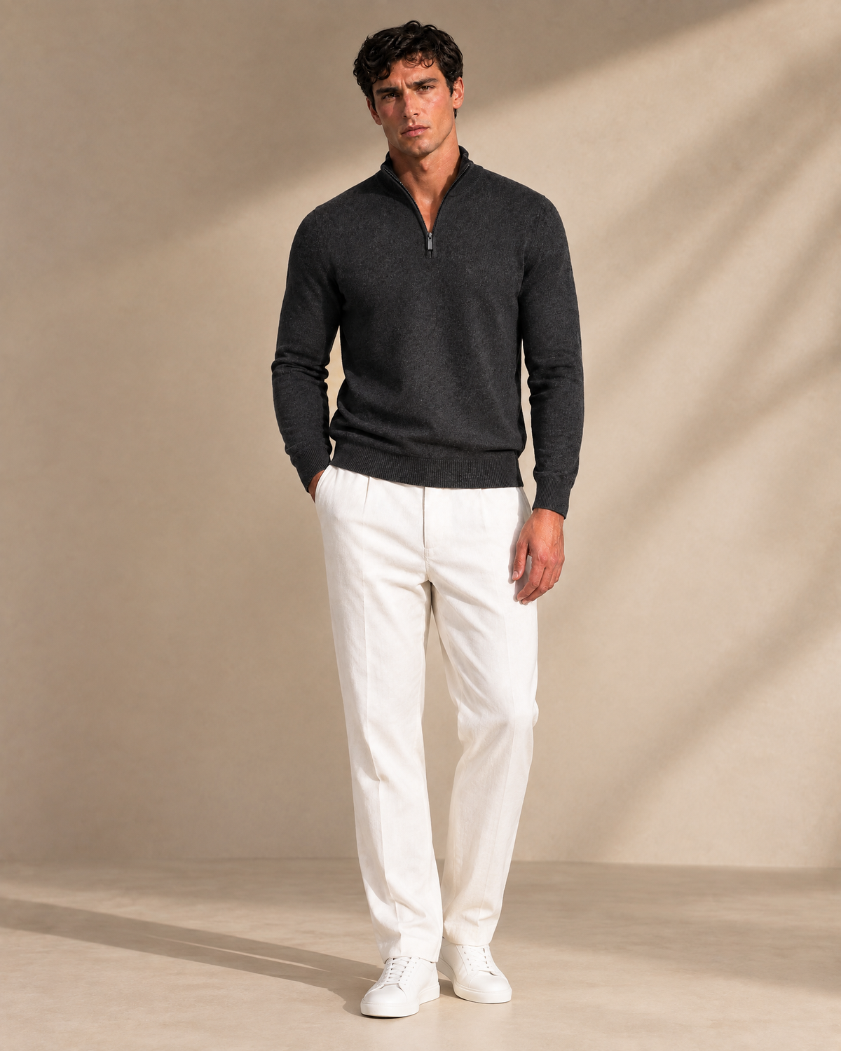 100% Cashmere Half Zip Sweater