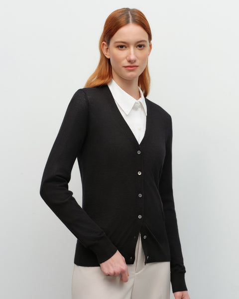 Soft Cashmere Silk V-Neck Cardigan – kvsscashmere