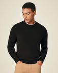 black cashmere crew neck sweater