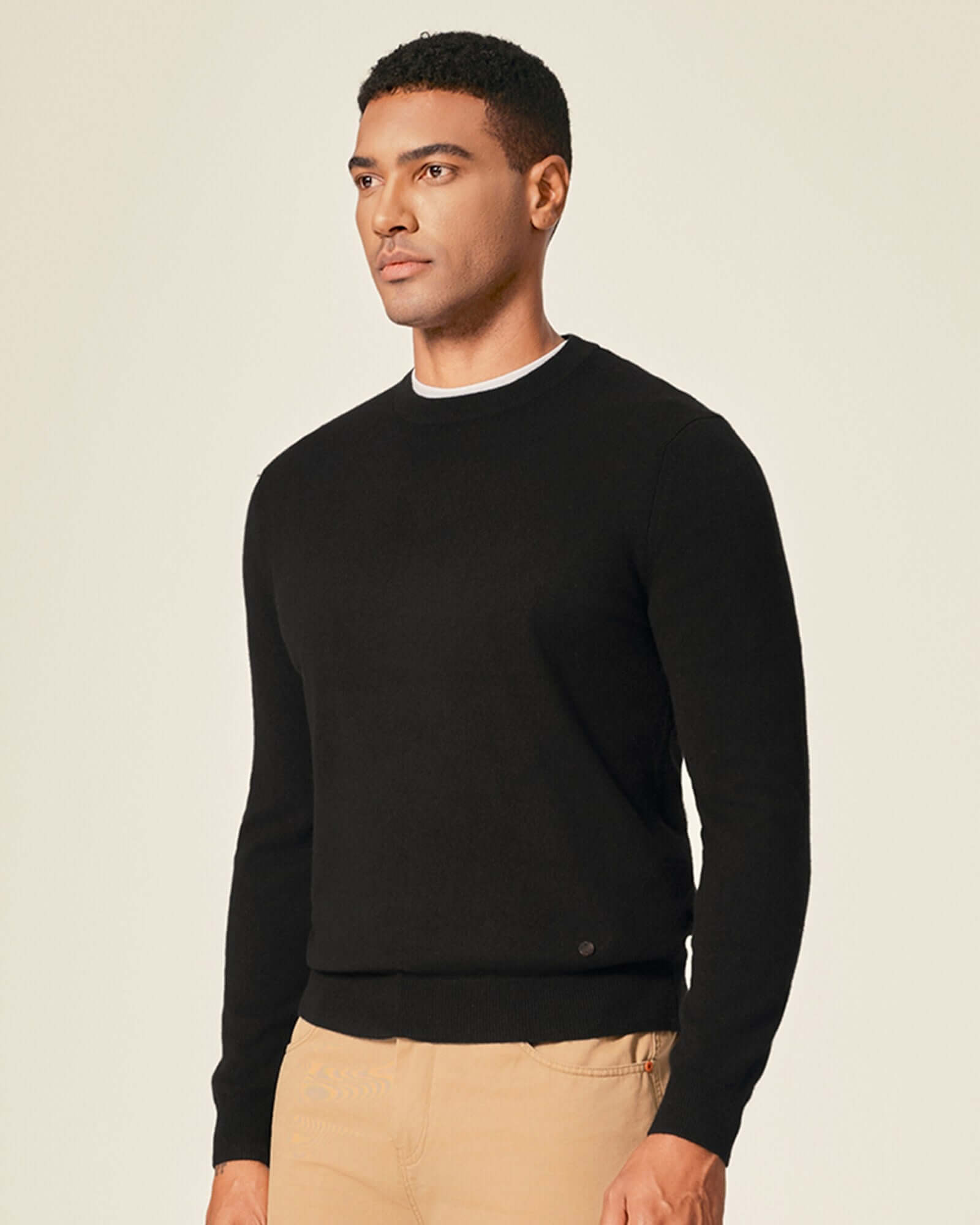 black cashmere crew neck sweater  kvss