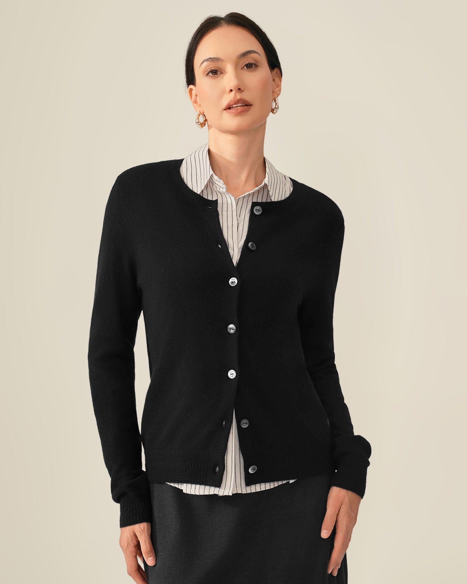 black cashmere open cardigan