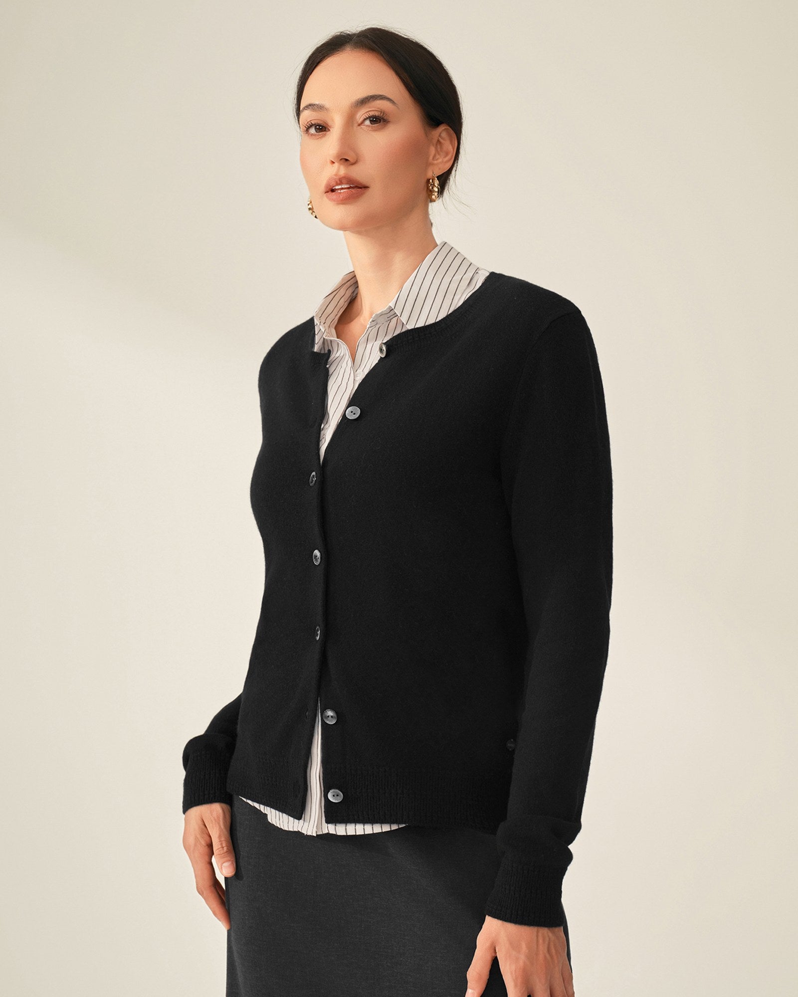 black cashmere open cardigan  kvss