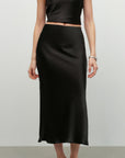 black satin skirt