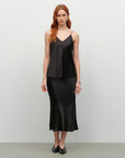 black satin skirt midi