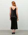 black silk maxi skirt