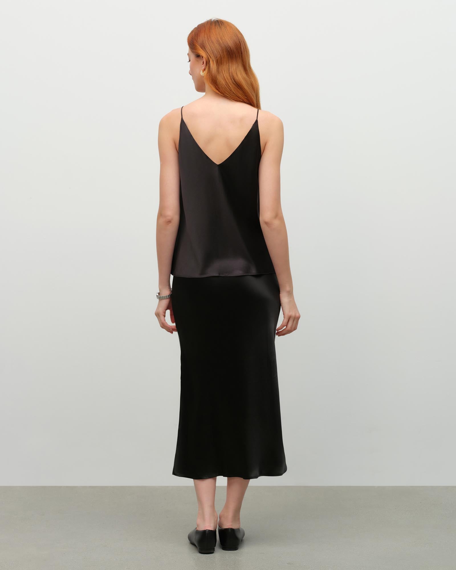 black silk maxi skirt