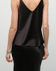 black silk skirt midi