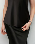 black silk slip skirt