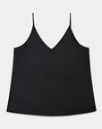 black v neck silk tank top