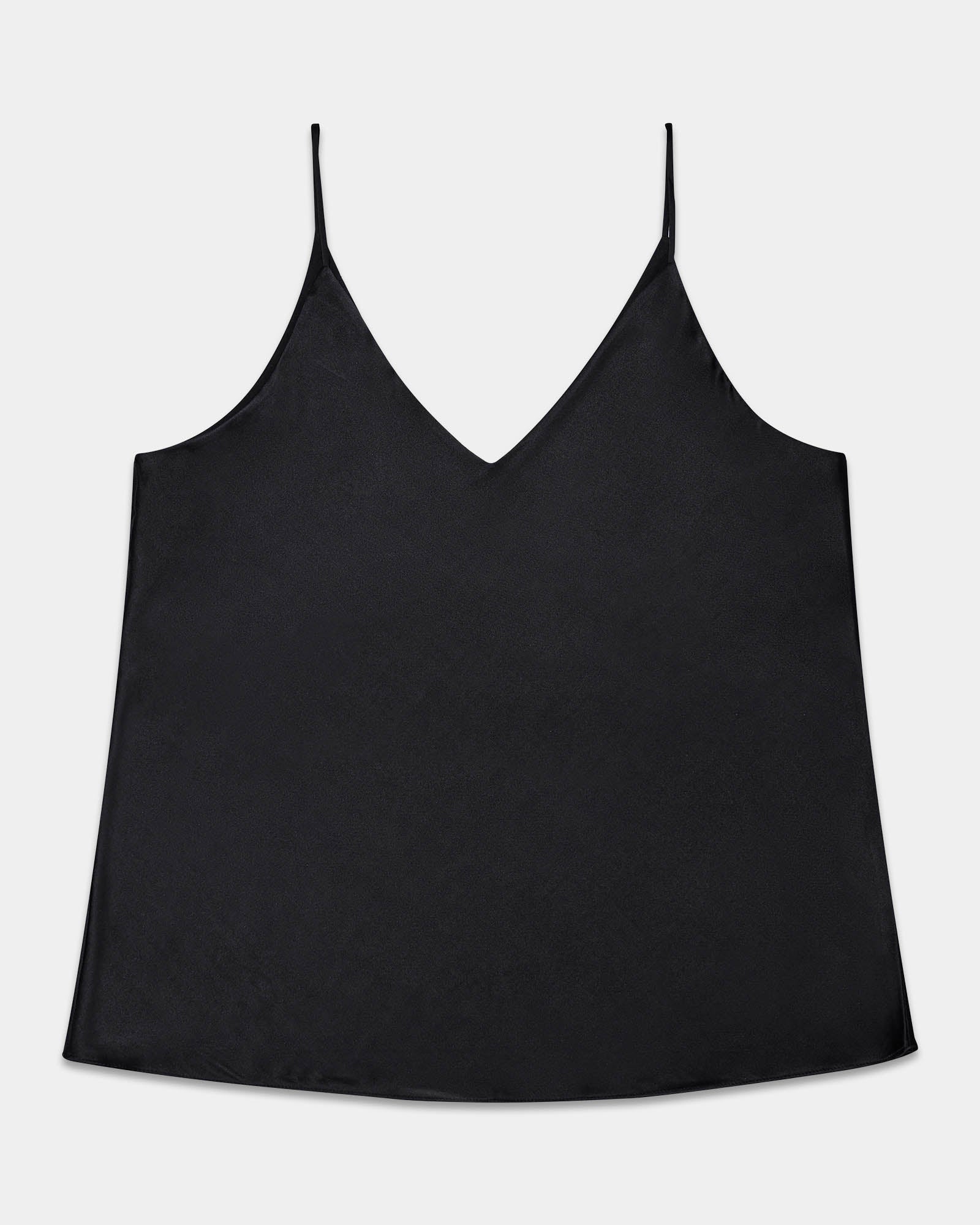 black v neck silk tank top