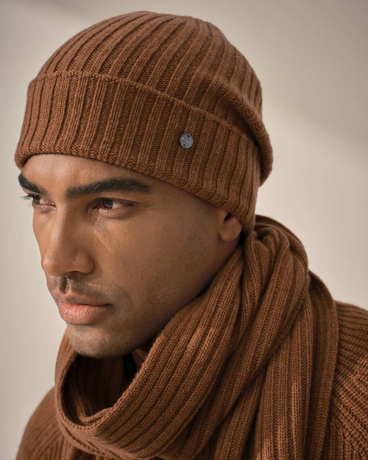 brown cashmere beanie