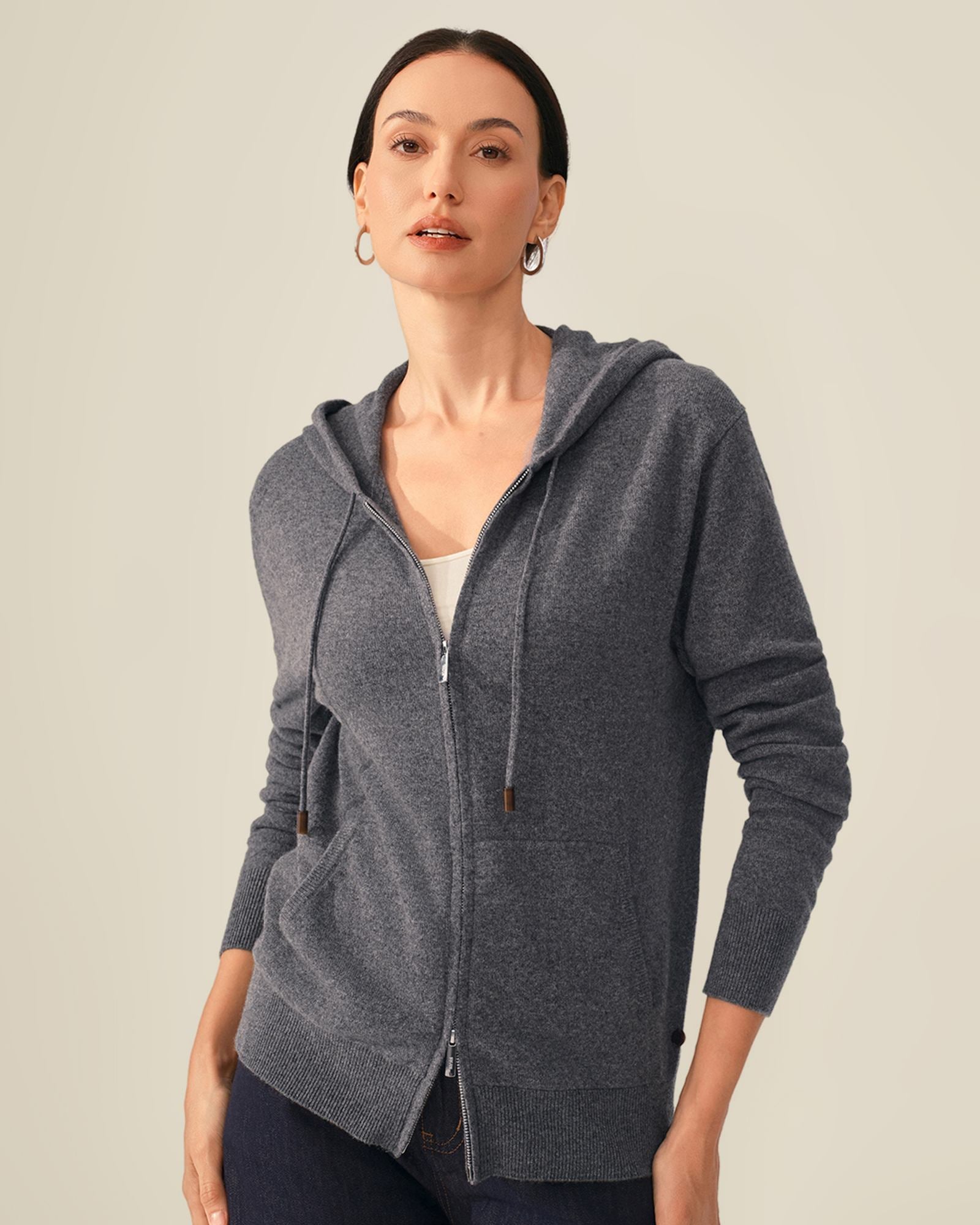 cashmere zip up hoodie