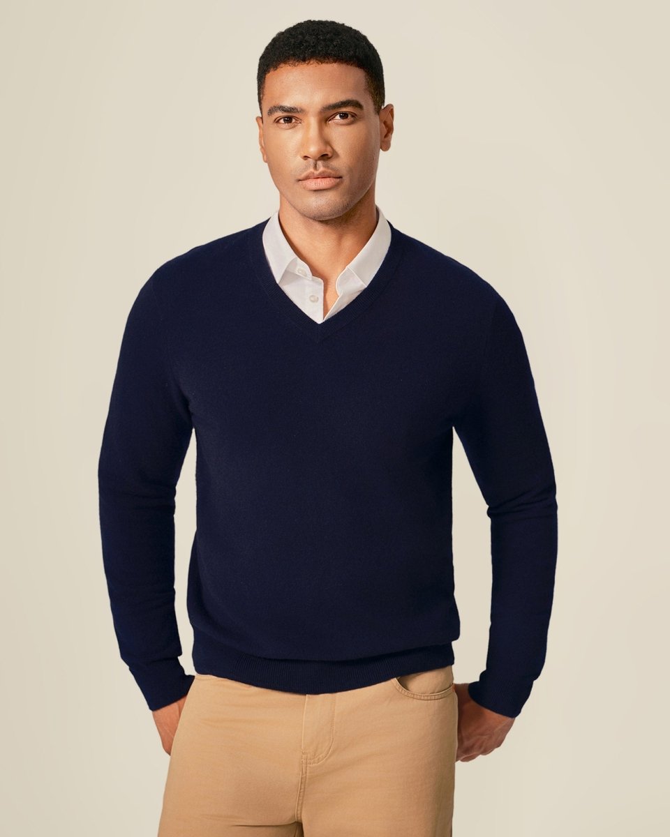 Classic Men's Cashmere V - Neck Pullover