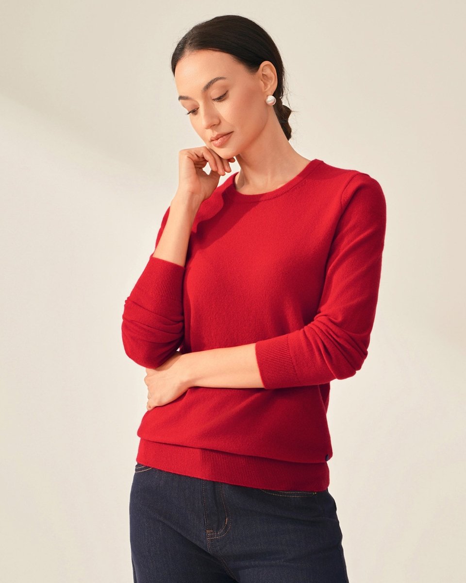 Classic women's Crewneck 100% Cashmere Sweater