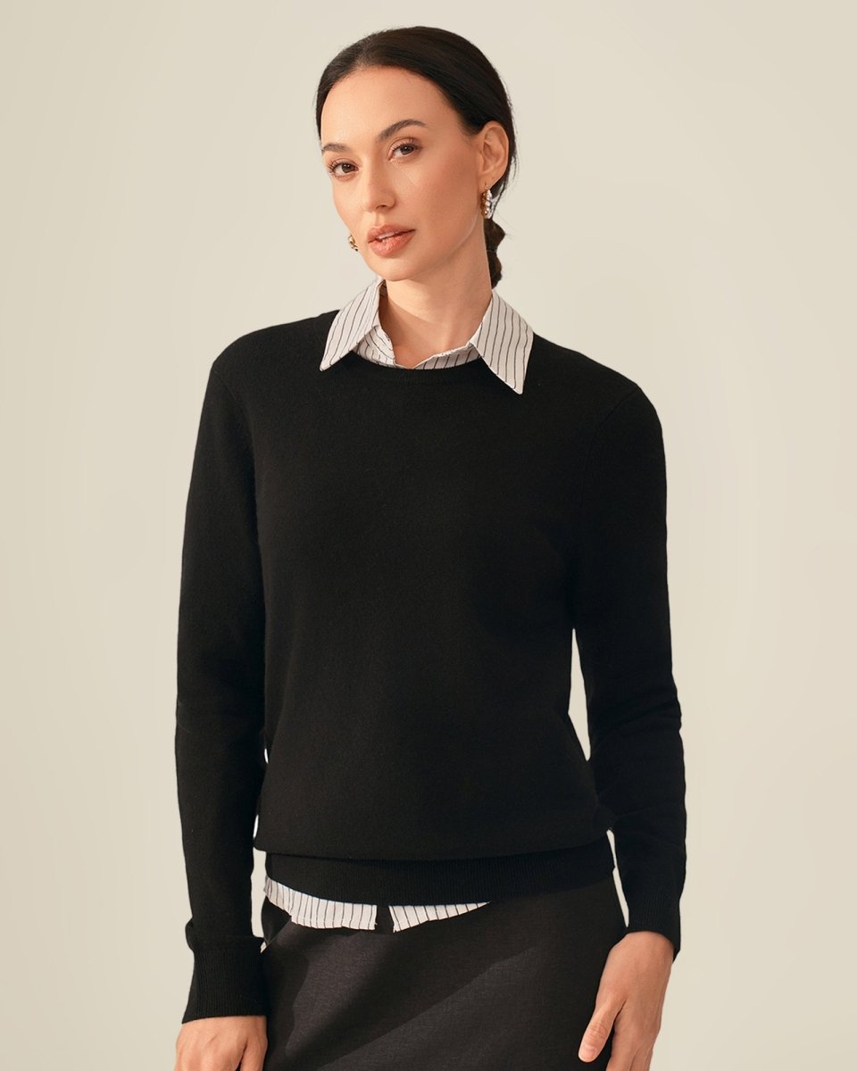 Classic women's Crewneck 100% Cashmere Sweater