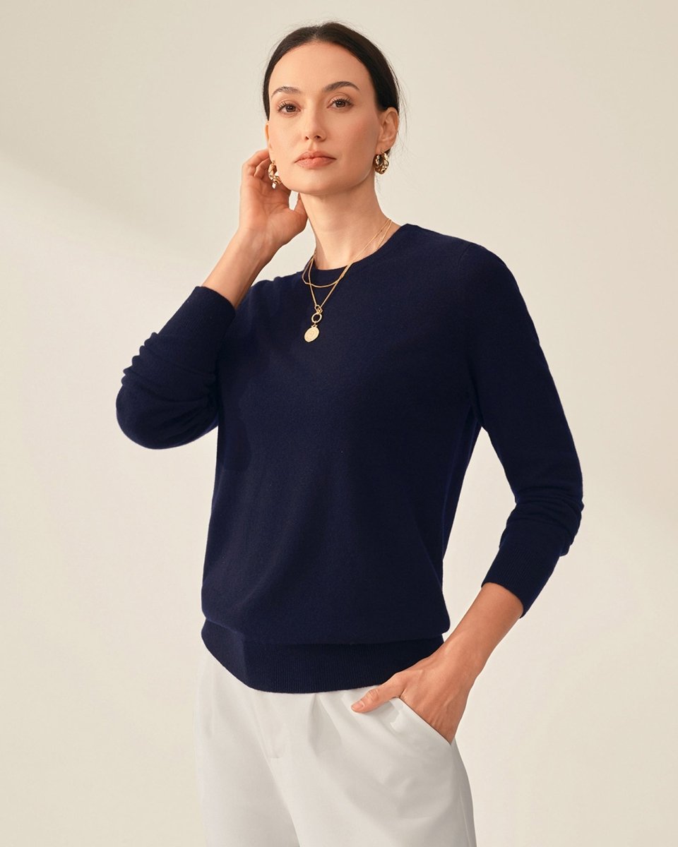 Classic women's Crewneck 100% Cashmere Sweater
