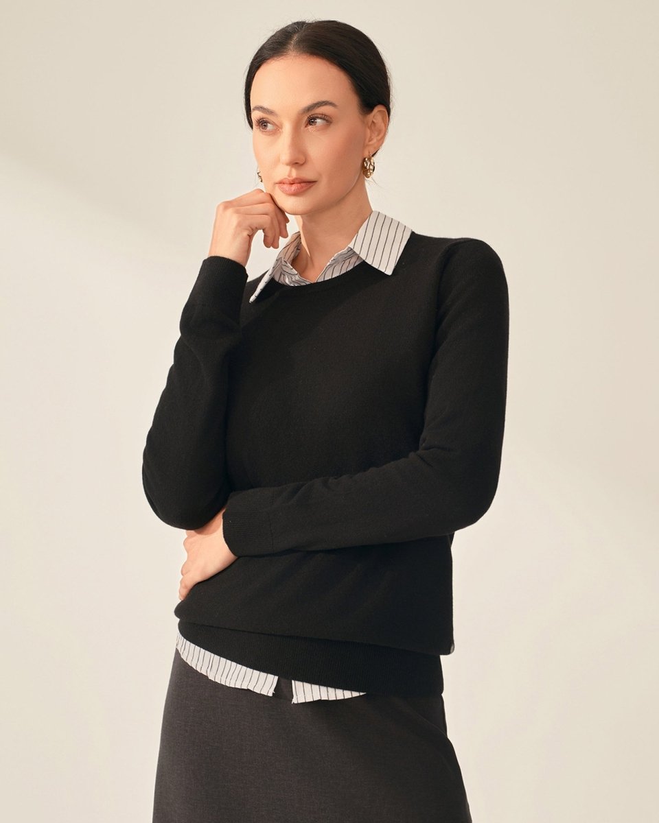 Classic women's Crewneck 100% Cashmere Sweater