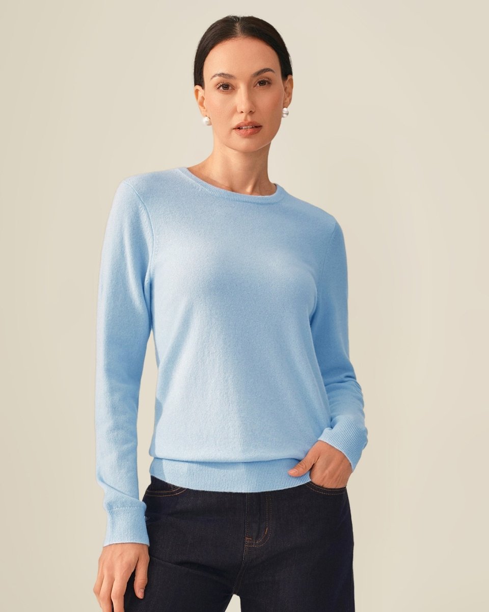 Classic women's Crewneck 100% Cashmere Sweater