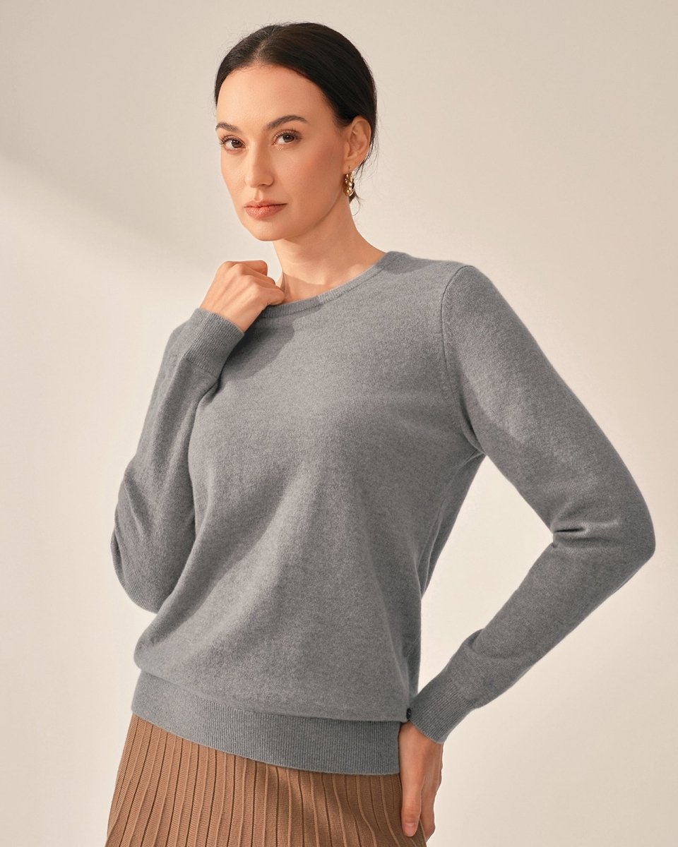 Classic women's Crewneck 100% Cashmere Sweater