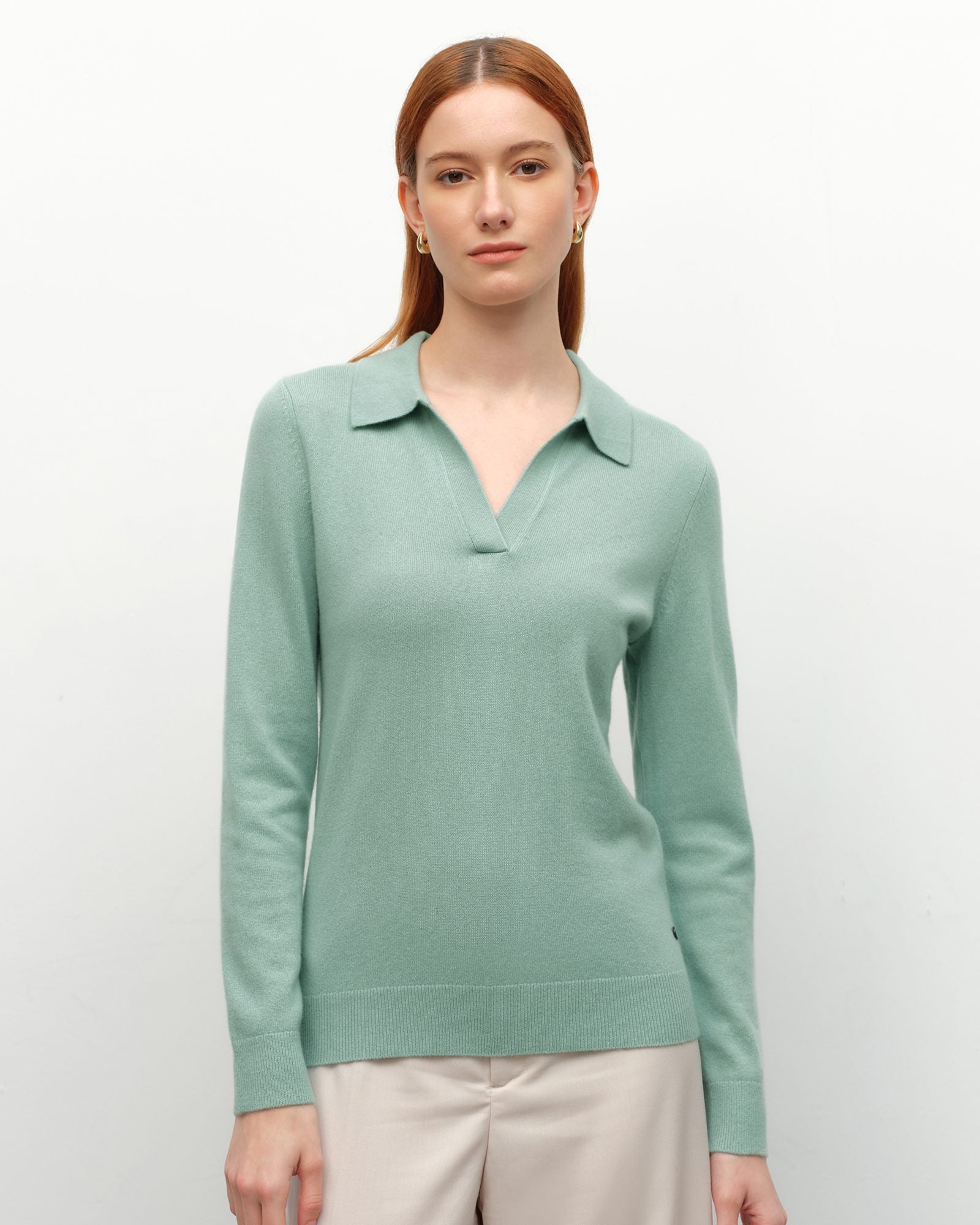 cotton cashmere polo sweater  kvss