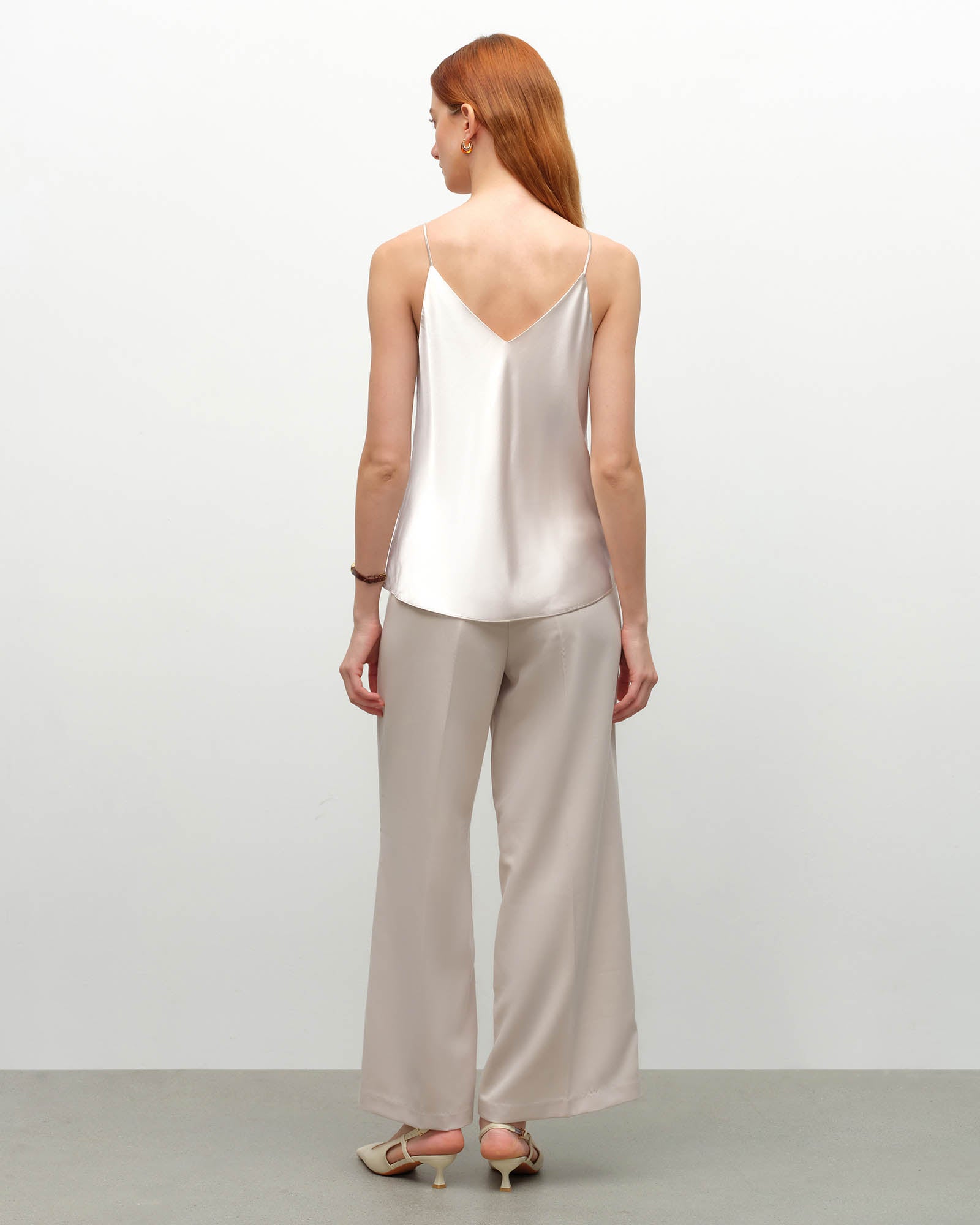 cream silk tank top