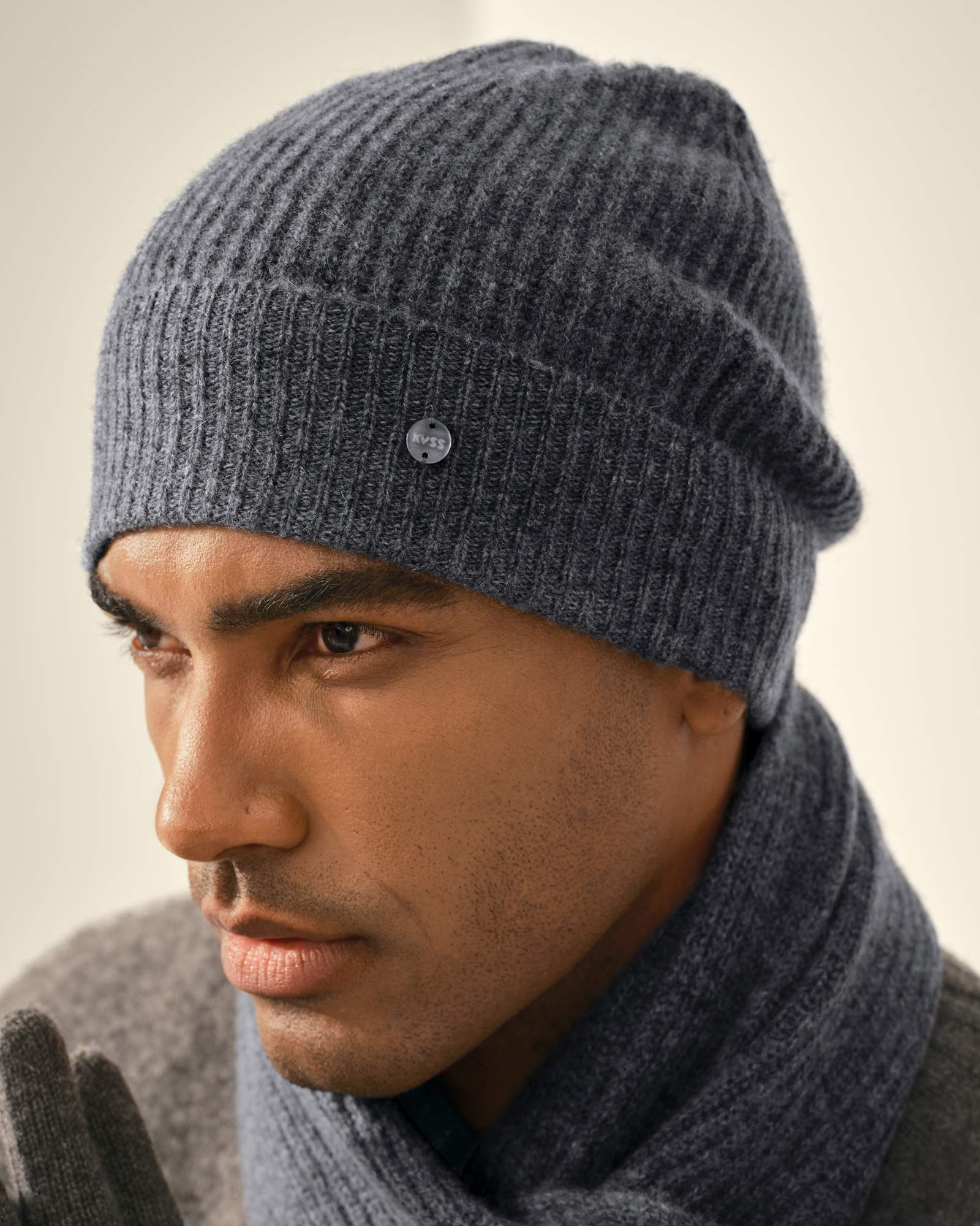 grey cashmere beanie