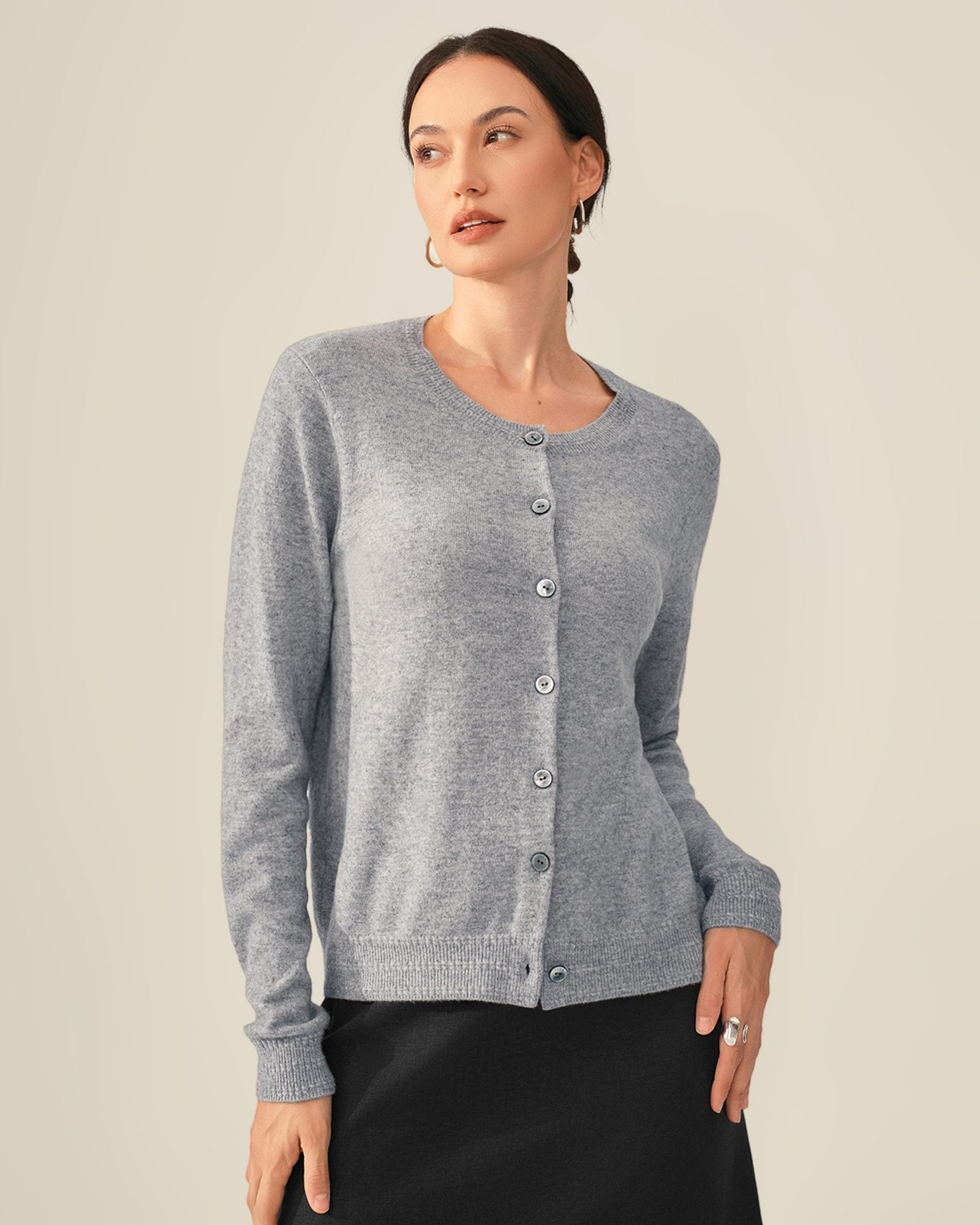 grey cashmere cardigan womens