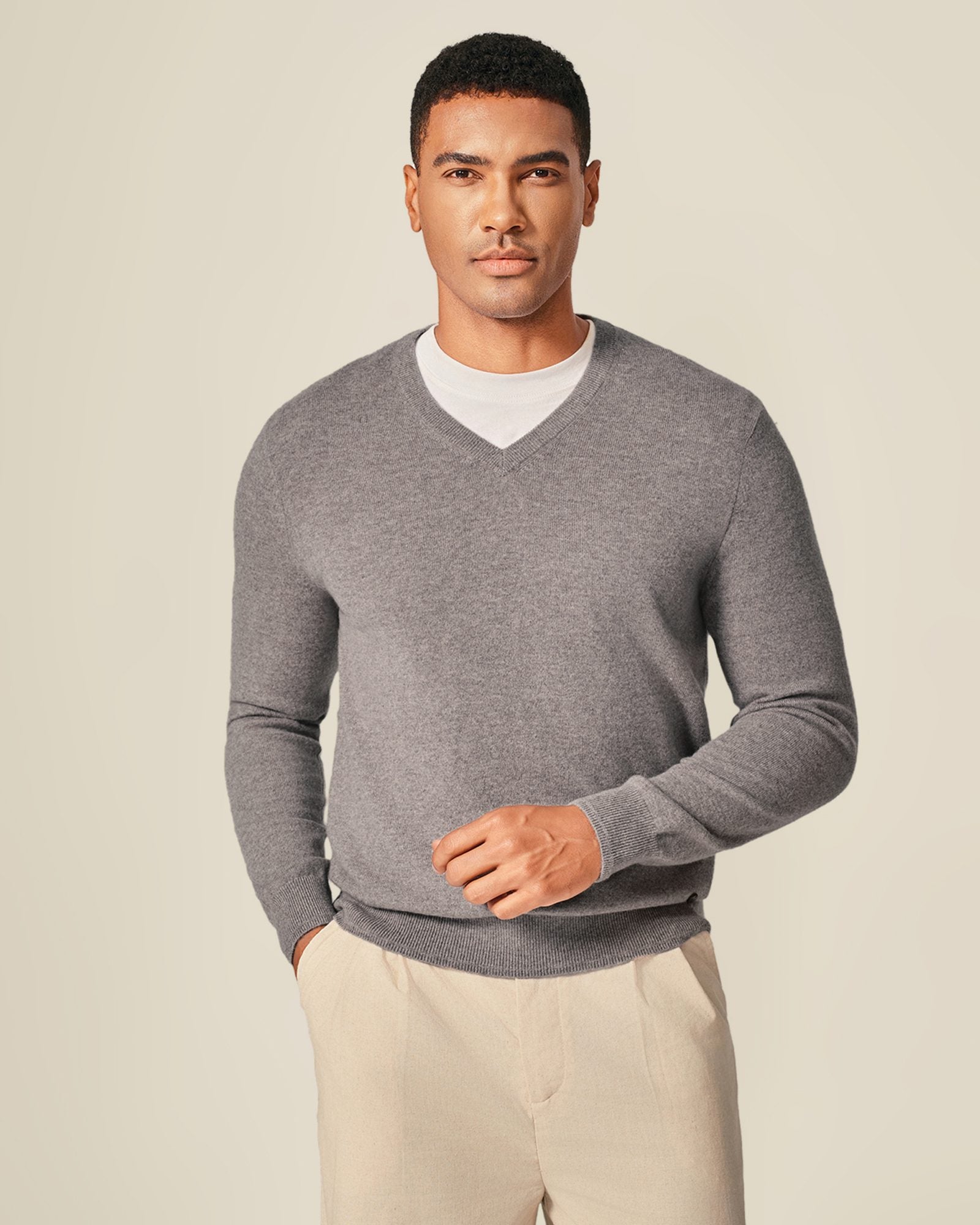 grey cashmere sweater men's
