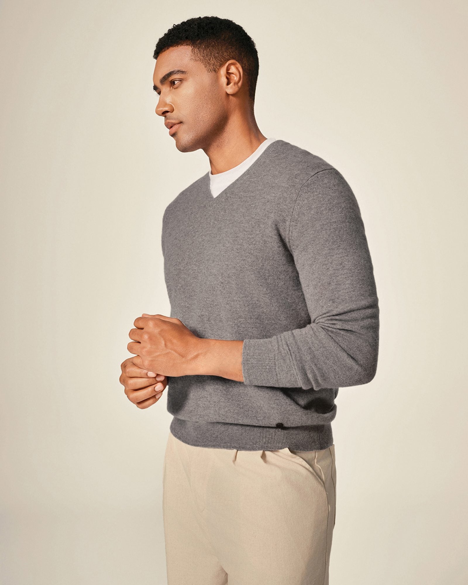 grey cashmere sweater men's  kvss