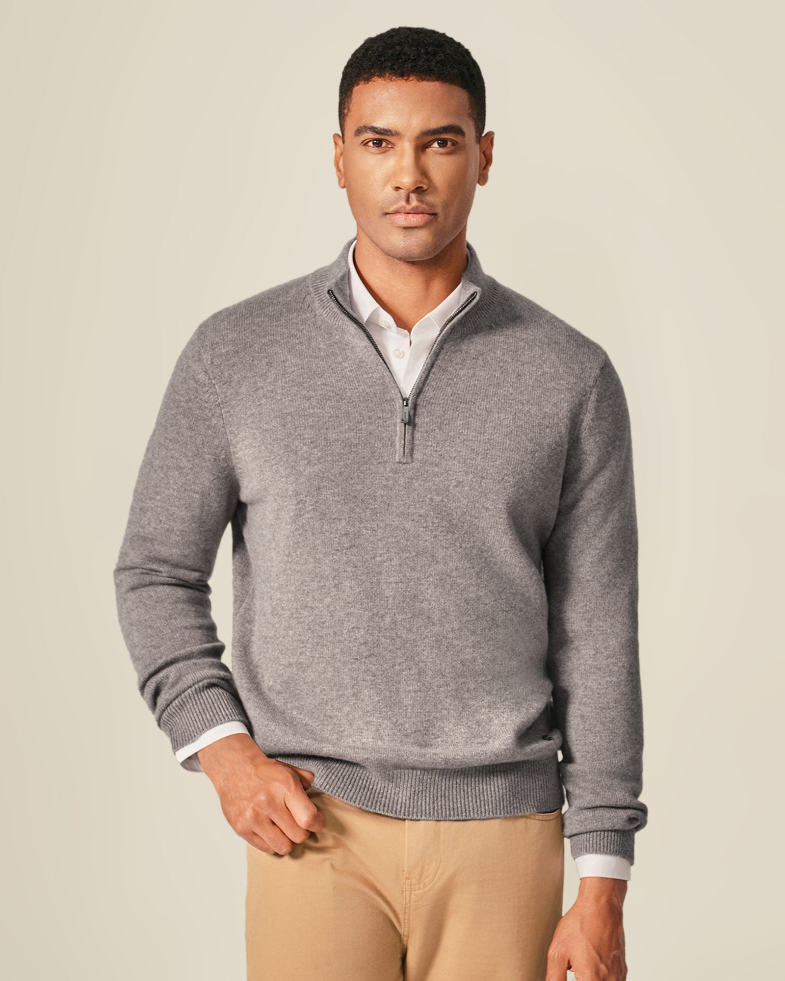 grey cashmere zip hoodie