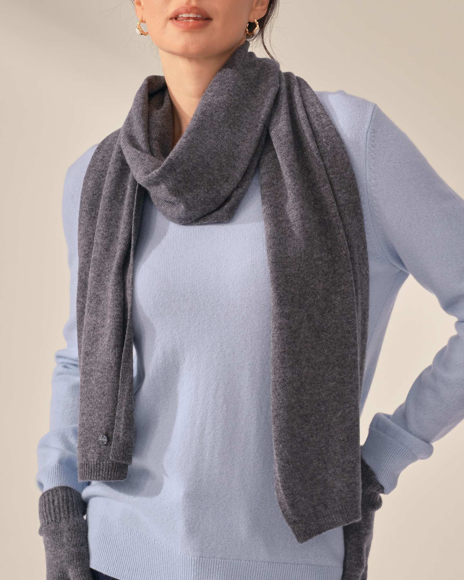 kvss  gray cashmere shawl