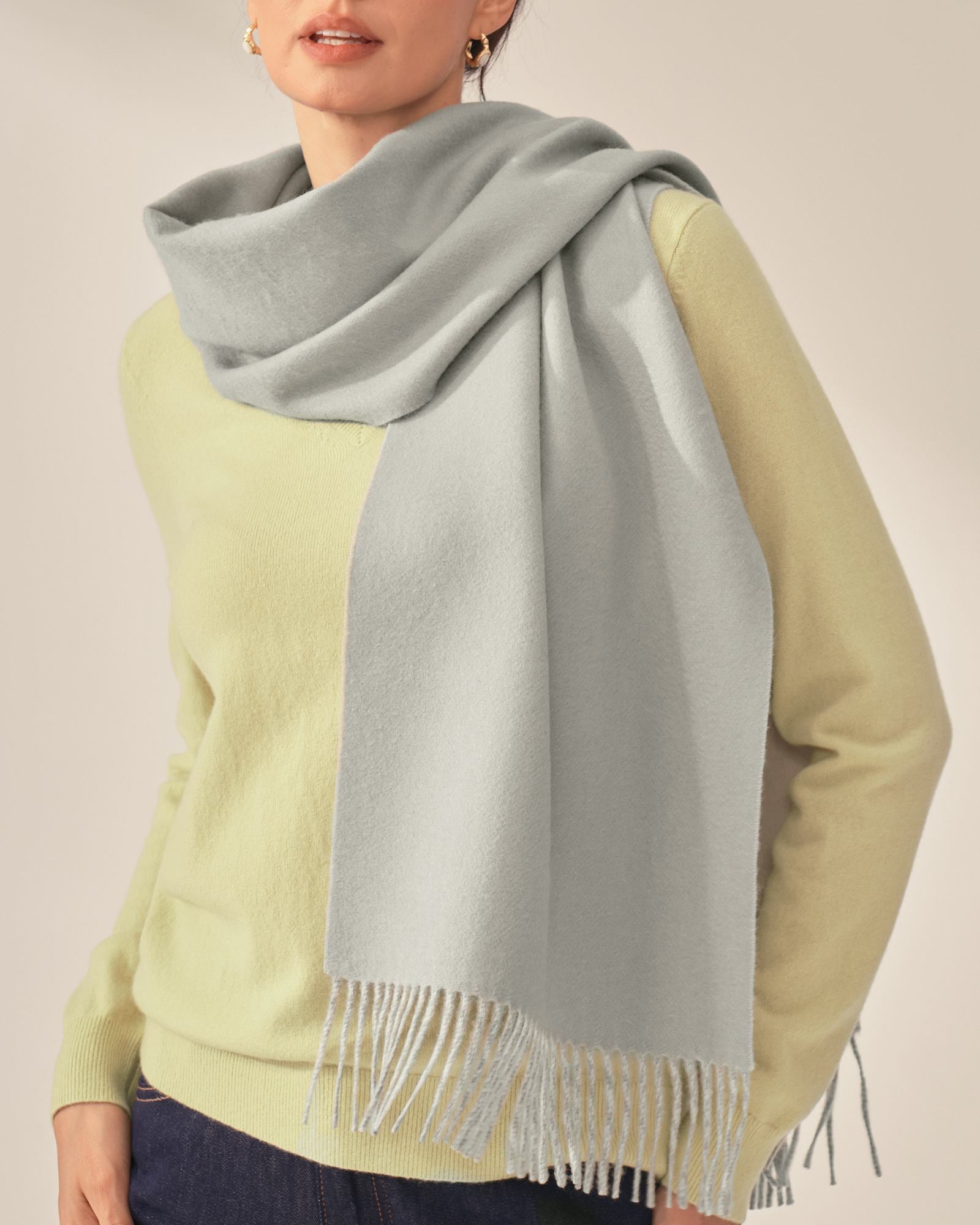 kvss  green cashmere scarf  