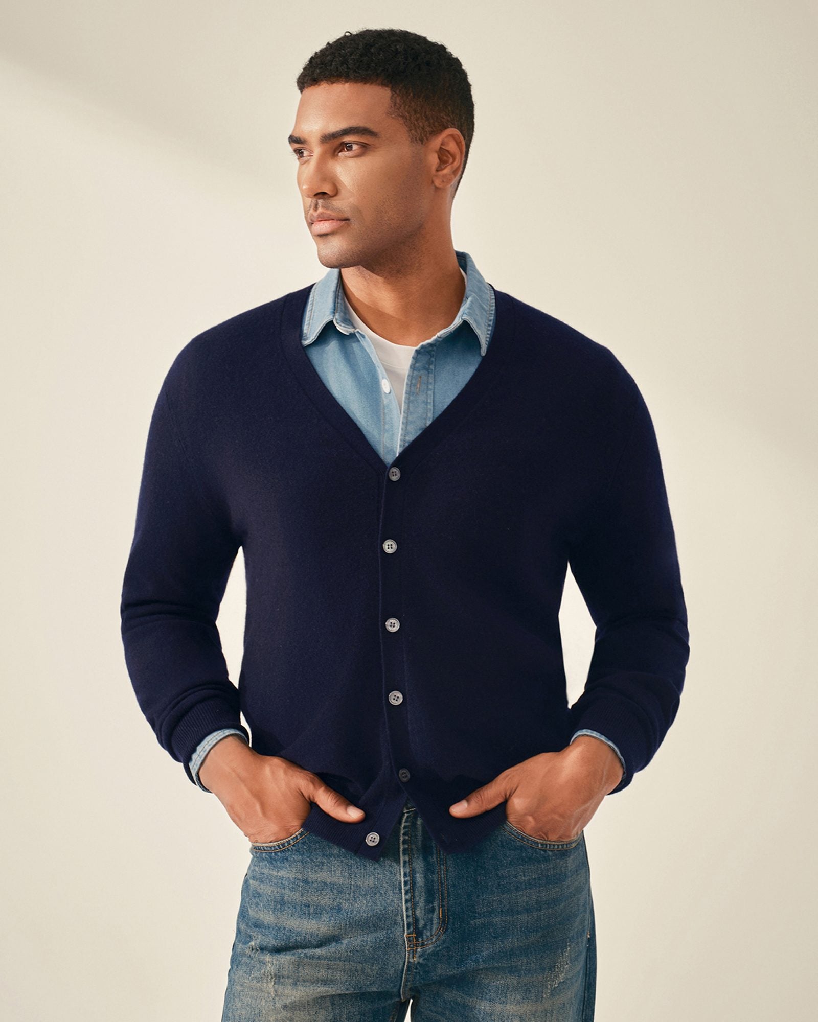 kvss  long navy cashmere cardigan  kvss