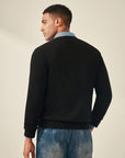 kvss  mens black cashmere cardigan sweater  