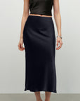 kvss navy silk skirt