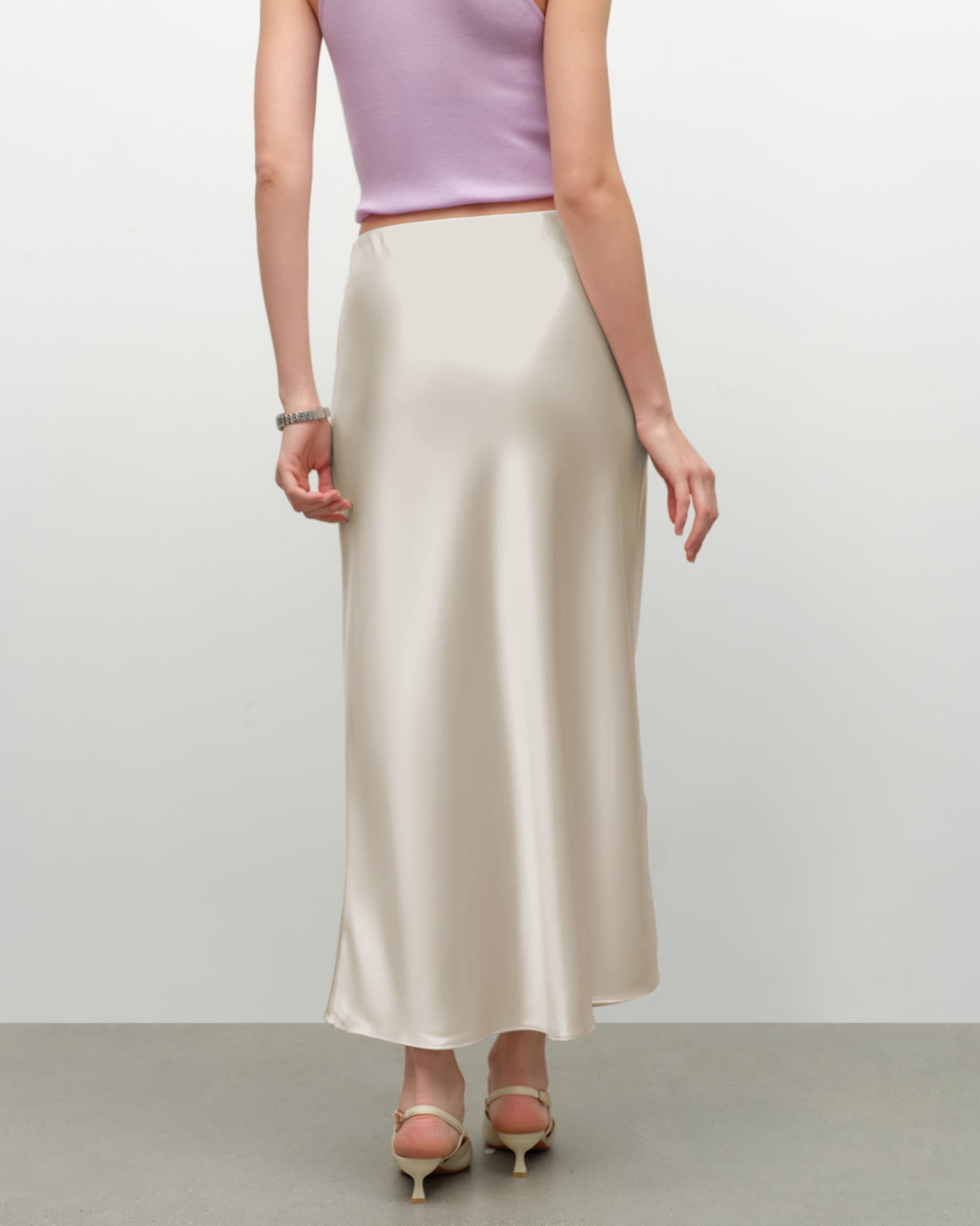 kvss silk midi skirt
