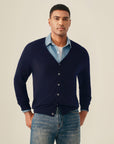 long navy cashmere cardigan