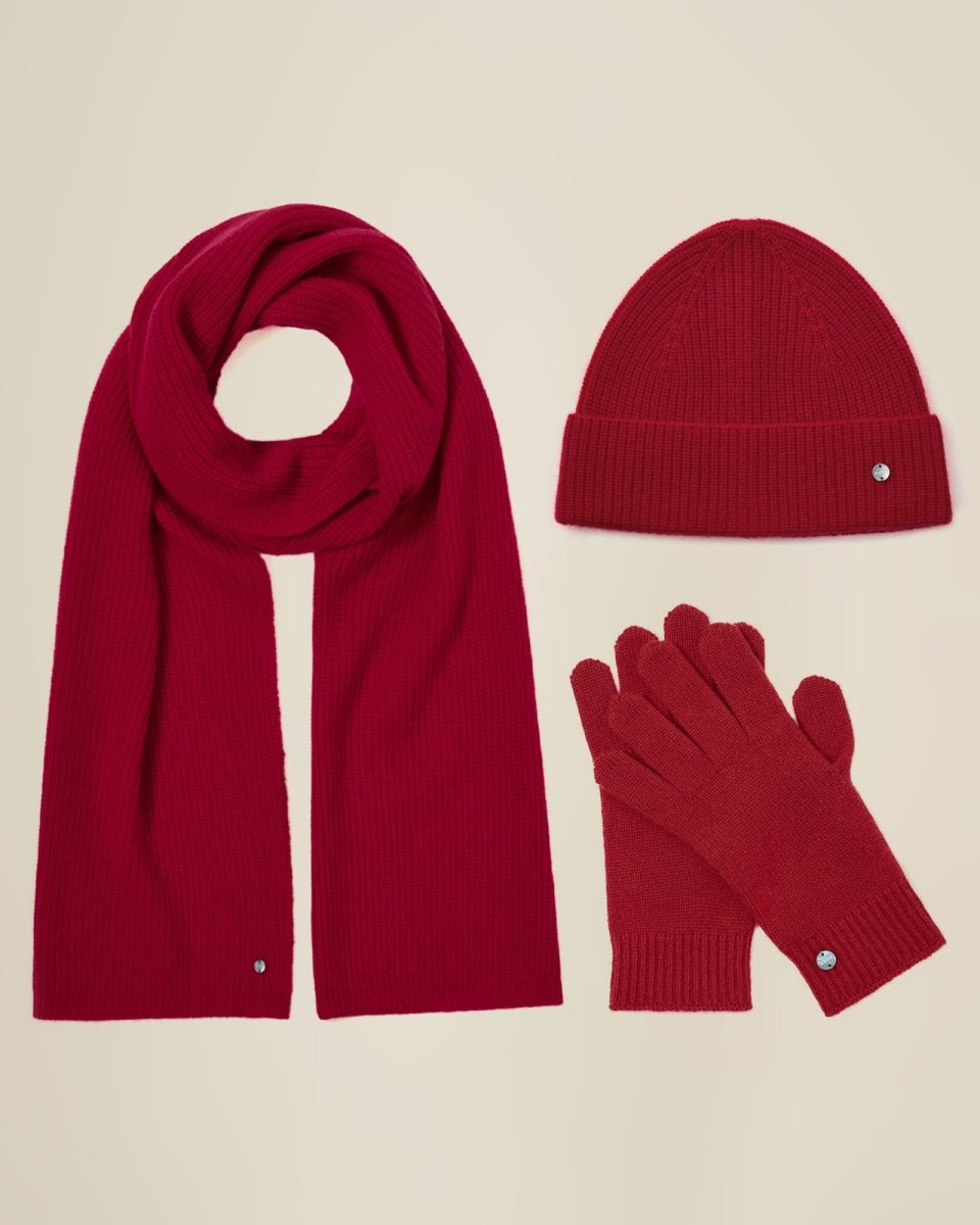 Luxurious Pure Cashmere Hat Scarf and Gloves Winter Set