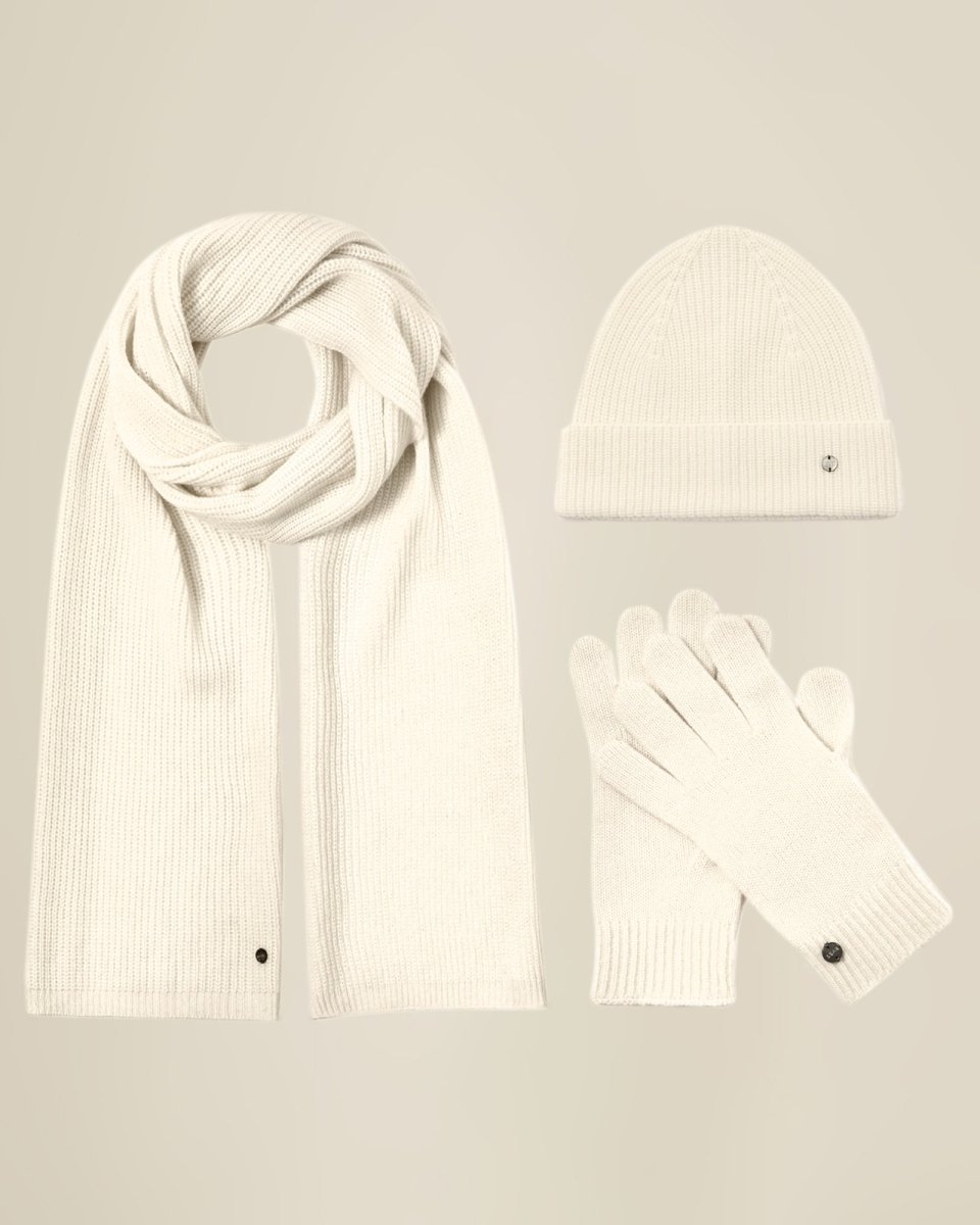 Luxurious Pure Cashmere Hat Scarf and Gloves Winter Set