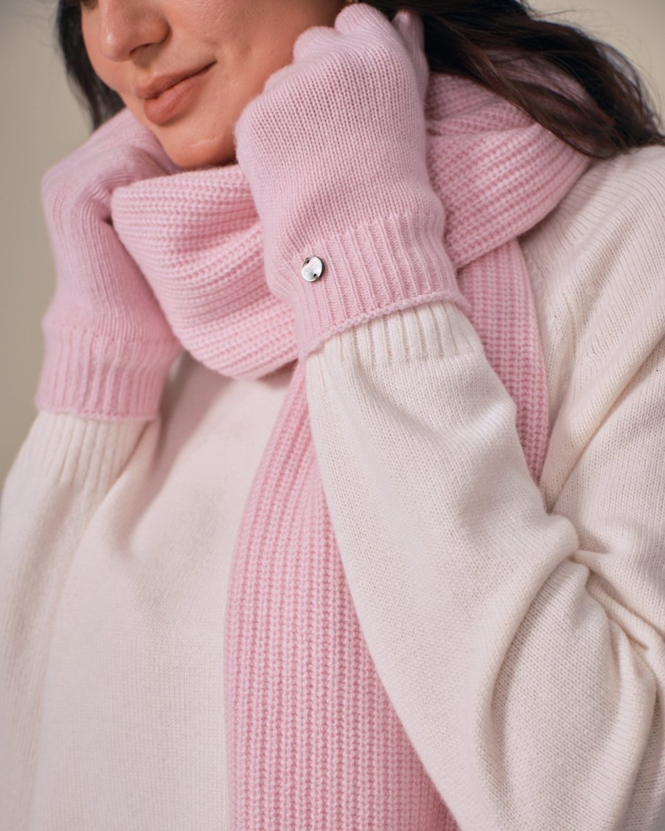 Luxurious Pure Cashmere Hat Scarf and Gloves Winter Set