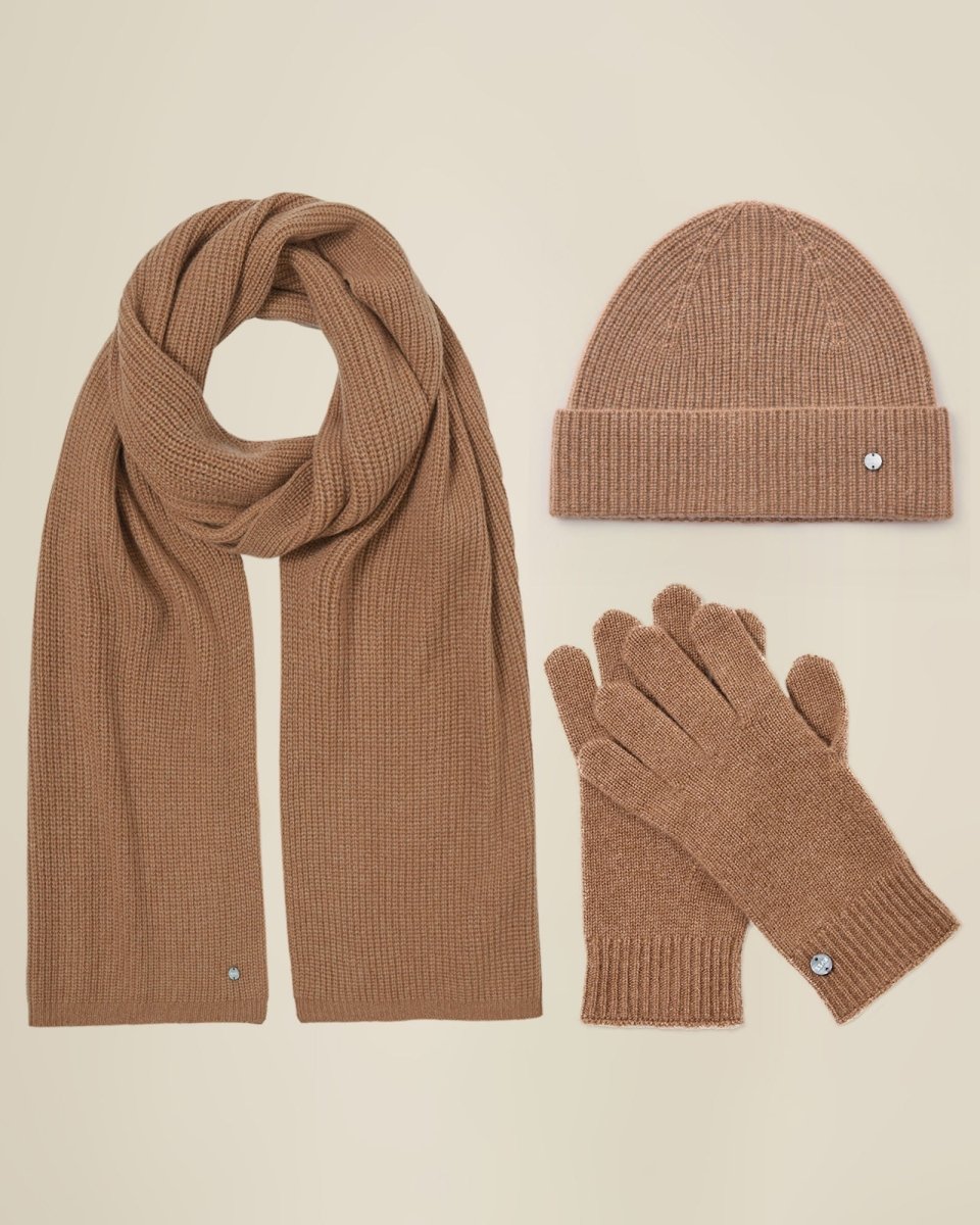 Luxurious Pure Cashmere Hat Scarf and Gloves Winter Set