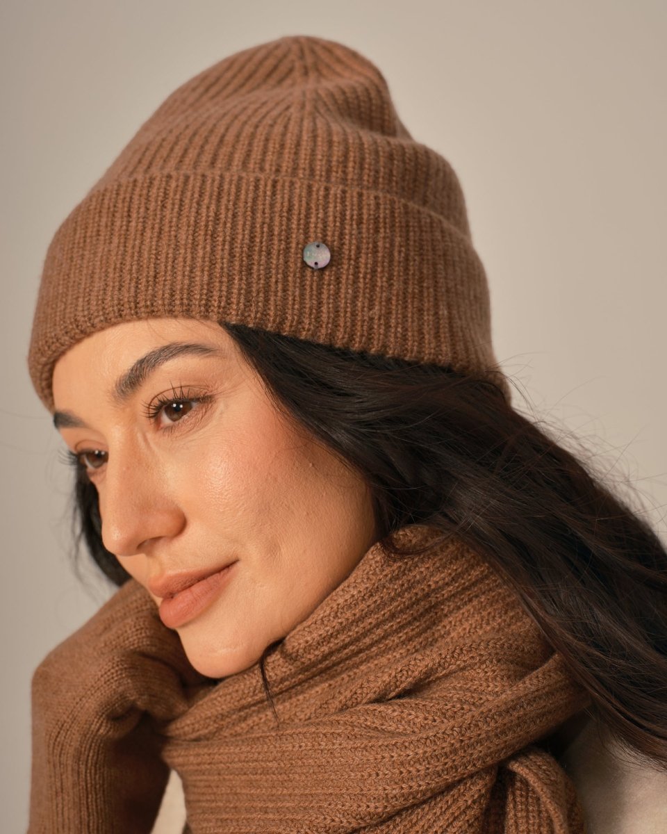 Luxurious Pure Cashmere Hat Scarf and Gloves Winter Set