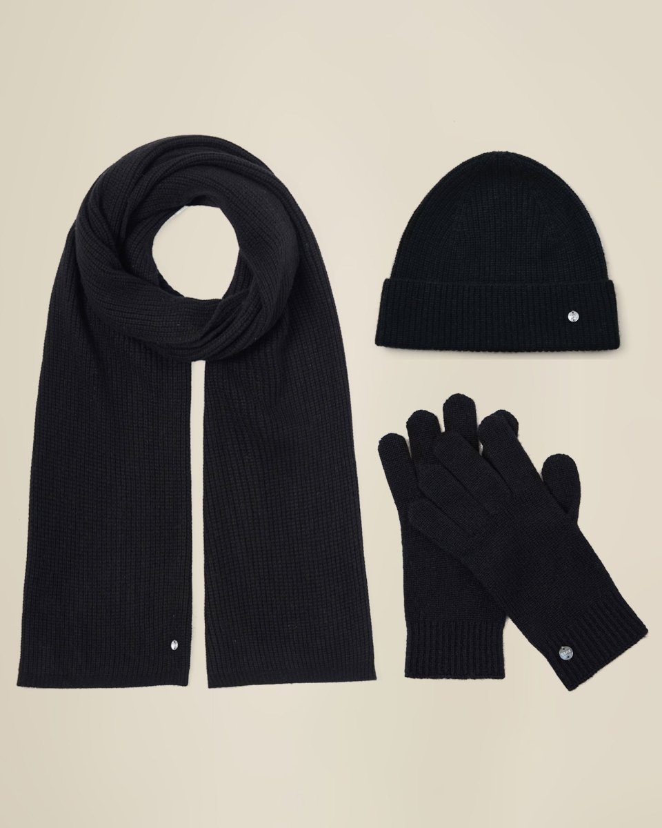 Luxurious Pure Cashmere Hat Scarf and Gloves Winter Set