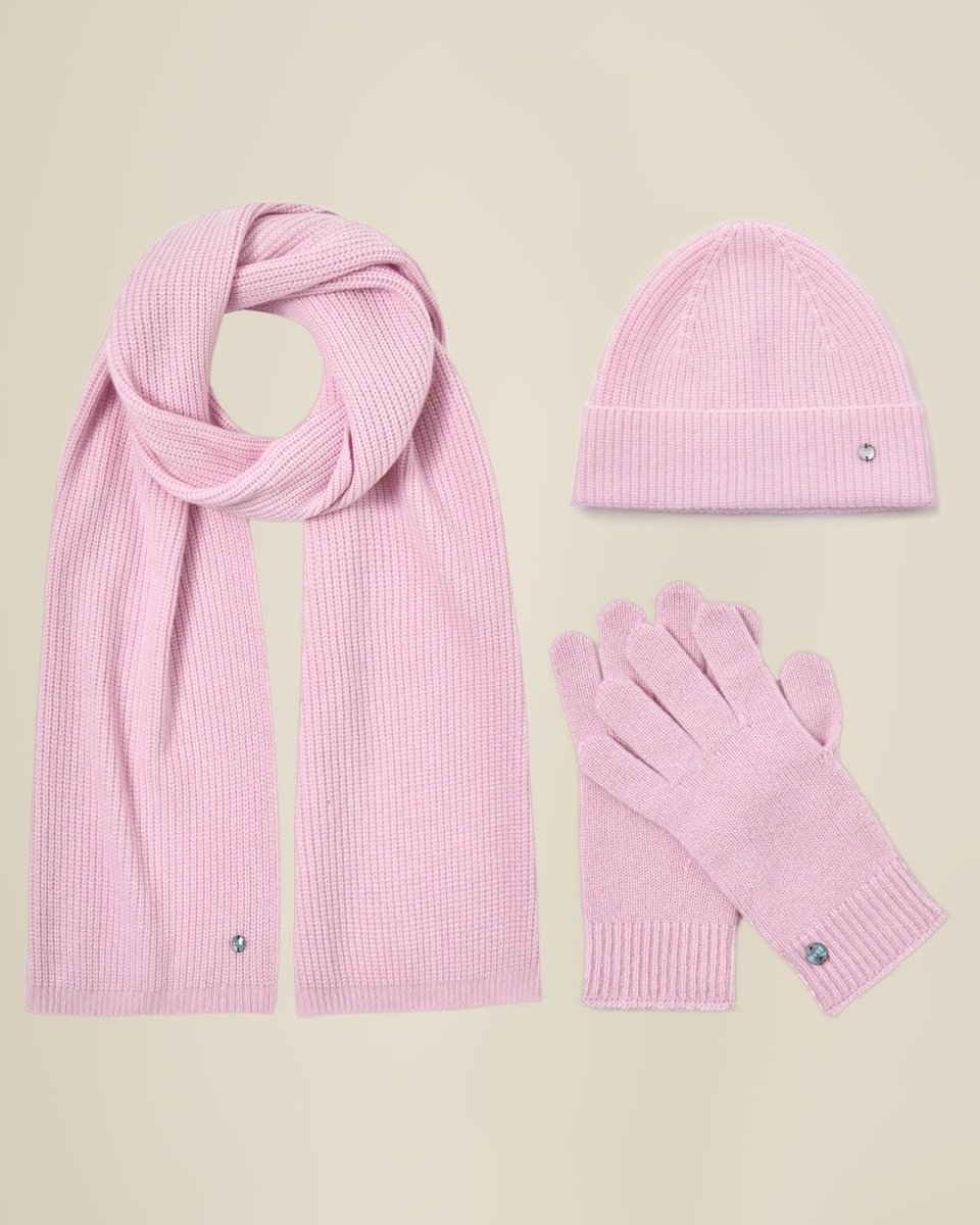 Luxurious Pure Cashmere Hat Scarf and Gloves Winter Set