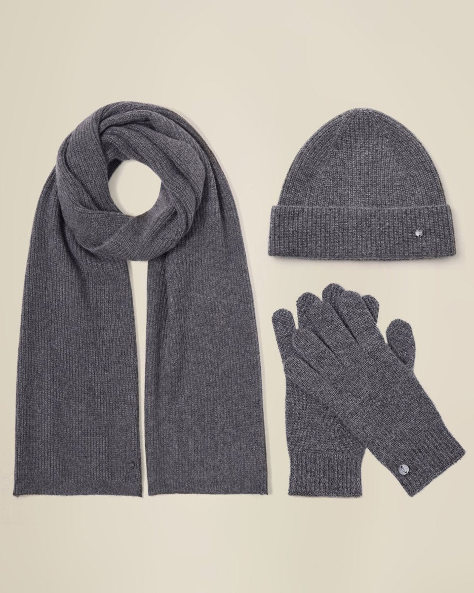 Luxurious Pure Cashmere Hat Scarf and Gloves Winter Set