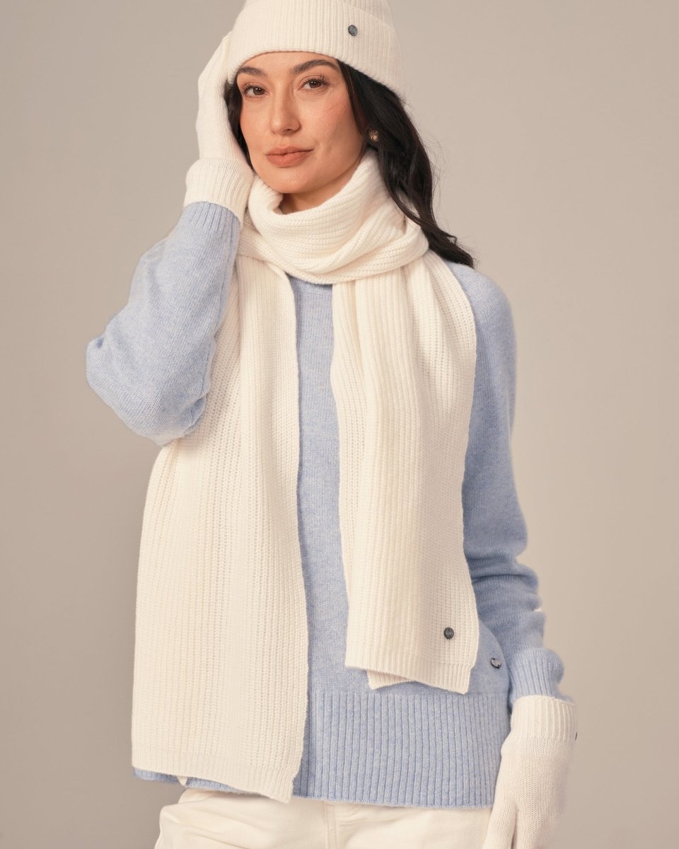 Luxurious Pure Cashmere Hat Scarf and Gloves Winter Set