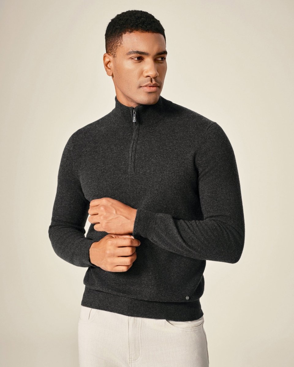 Men's Pure Cashmere Half Zip Sweater