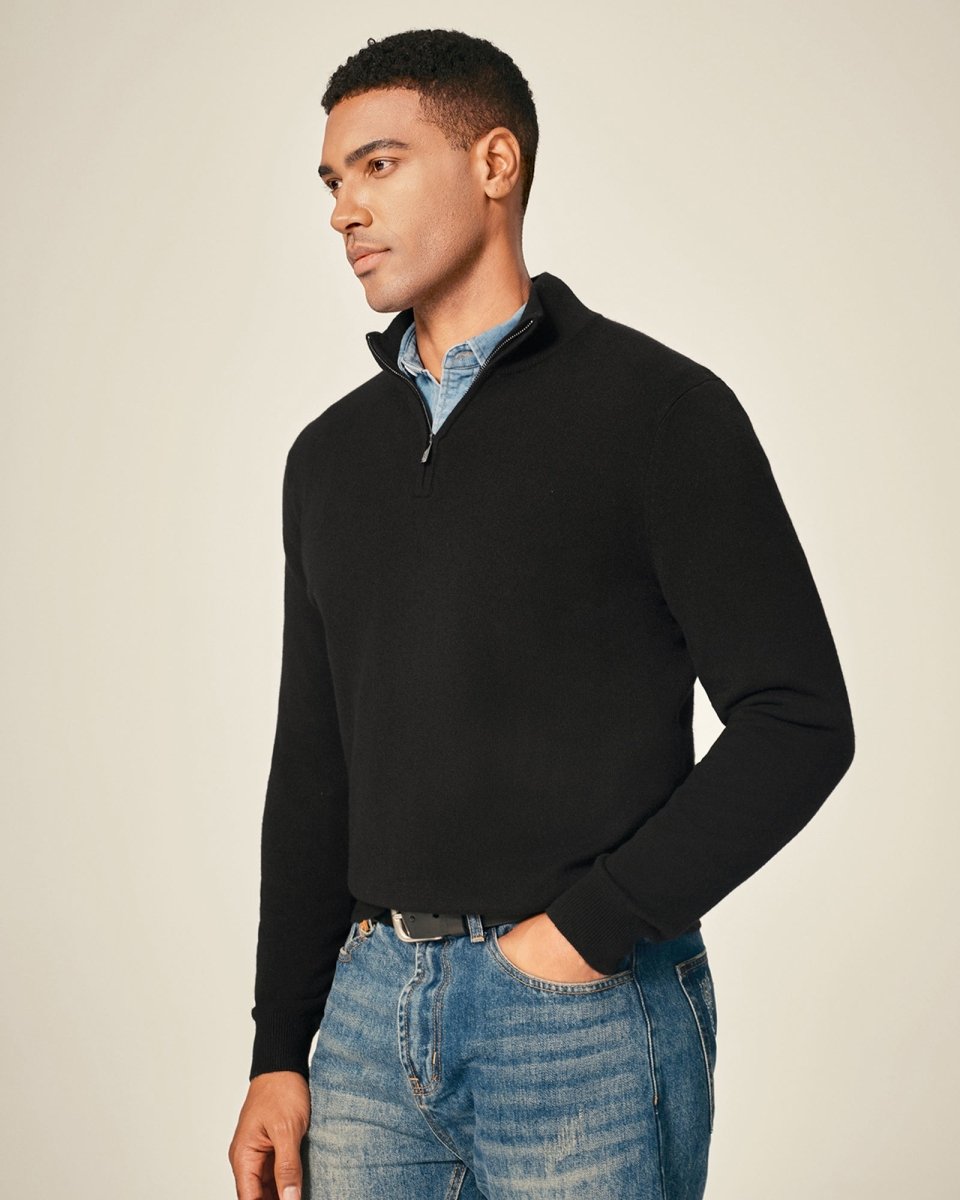 Men's Pure Cashmere Half Zip Sweater