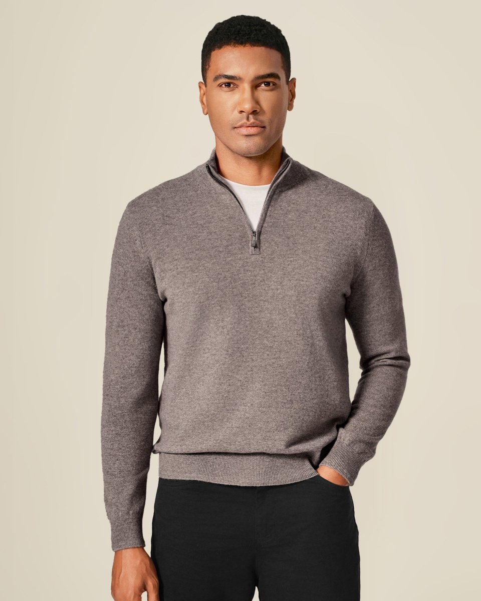 Men's Pure Cashmere Half Zip Sweater