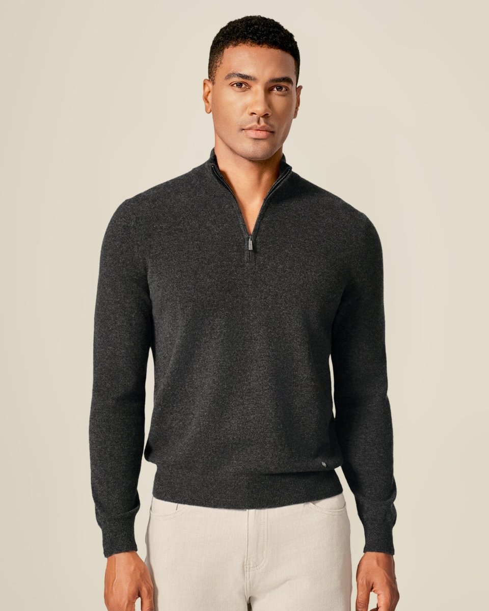 Men's Pure Cashmere Half Zip Sweater